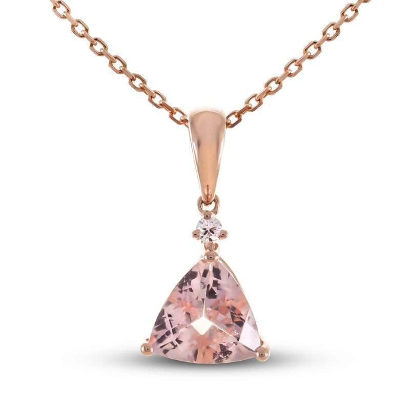 Main Image 1 of Morganite & Diamond Accent Necklace 10K Rose Gold 18&quot;