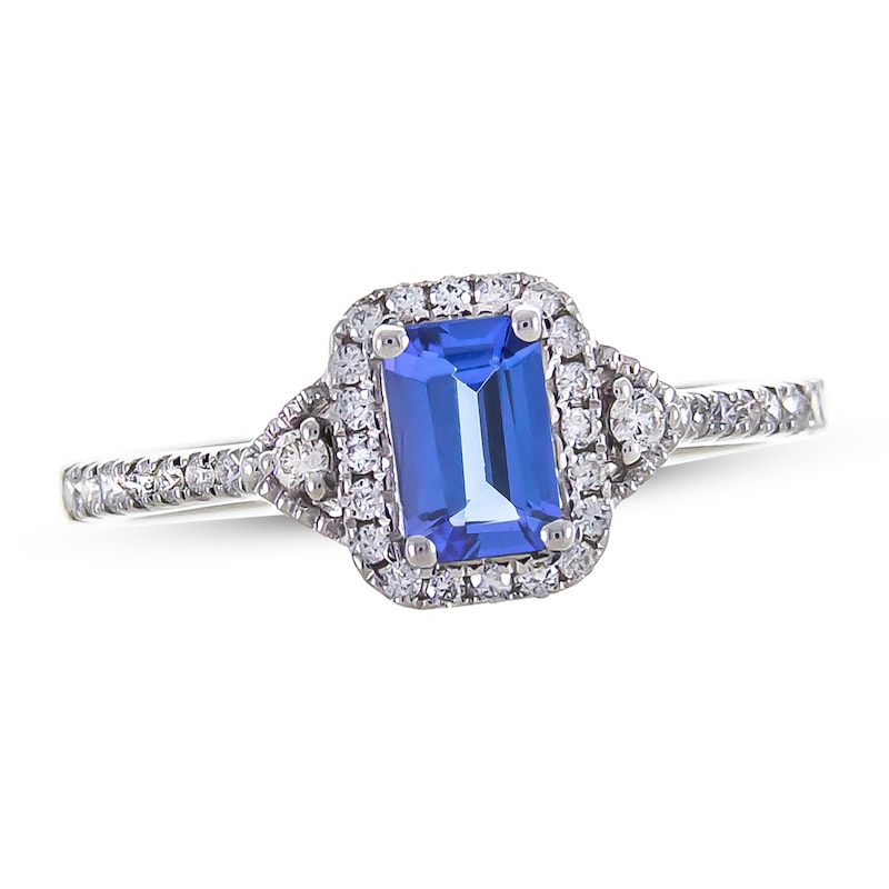 Main Image 1 of Tanzanite Ring 1/4 ct tw Diamonds 10K White Gold