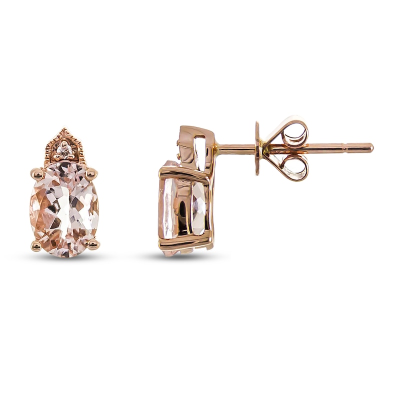 Main Image 1 of Morganite & Diamond Accent Earrings 10K Rose Gold