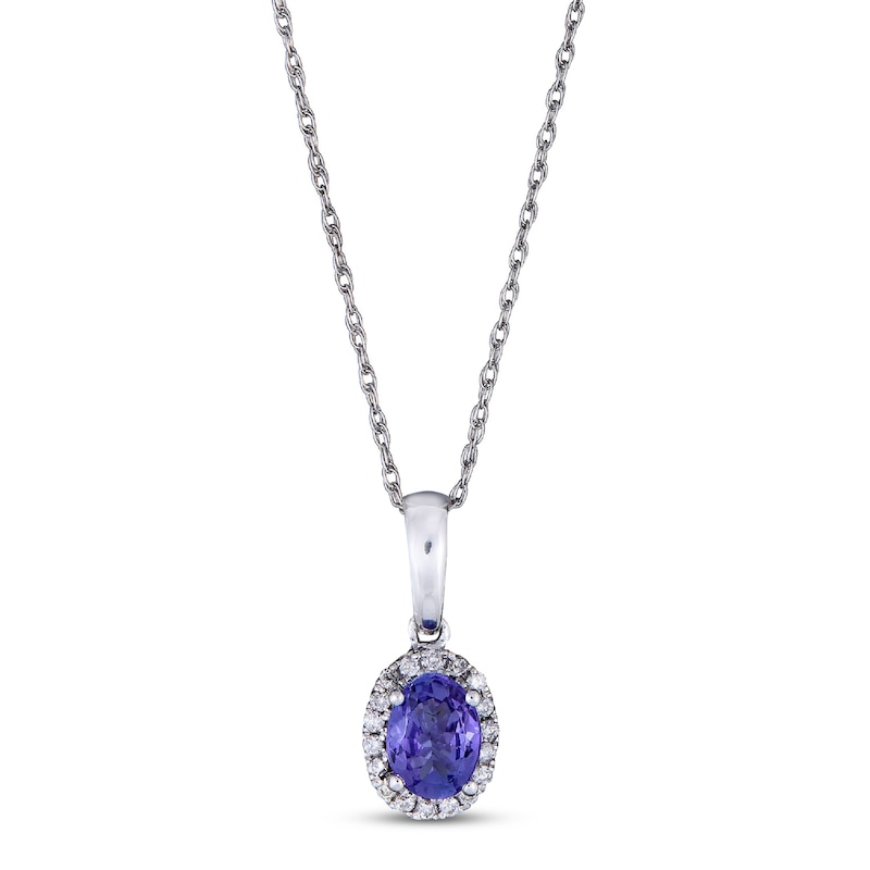 Tanzanite & 1/10 ct tw Diamond Necklace 10K White Gold 18"