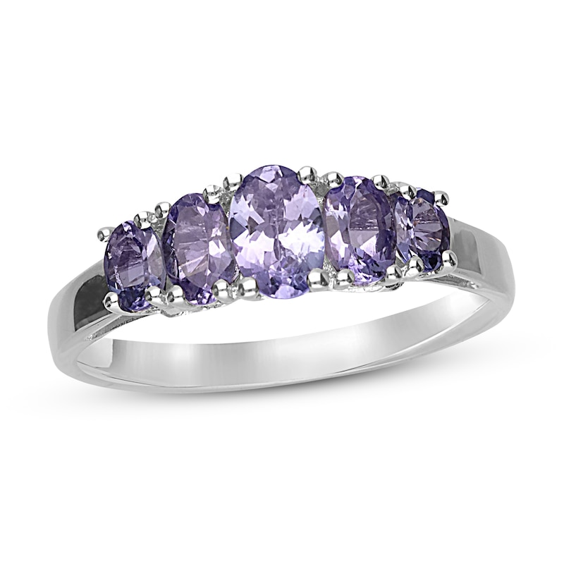 Tanzanite /& Sterling Silver Ring Size 8 February Birthstone Half Eternity Multistone Stackable Engagement Ring