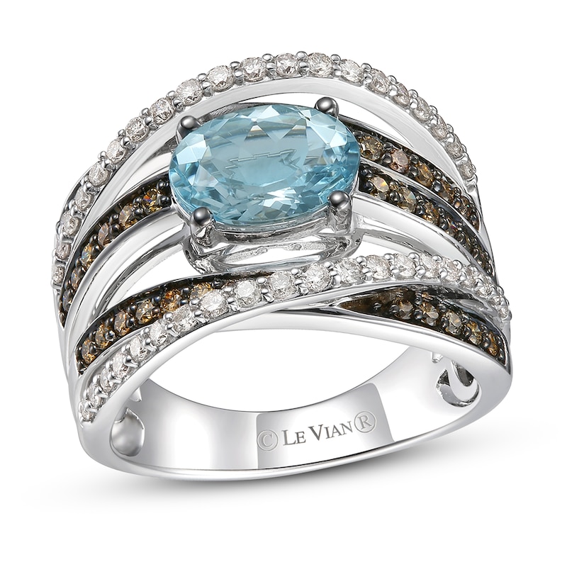 Main Image 1 of Le Vian Aquamarine Ring 3/4 ct tw Diamonds 14K Vanilla Gold