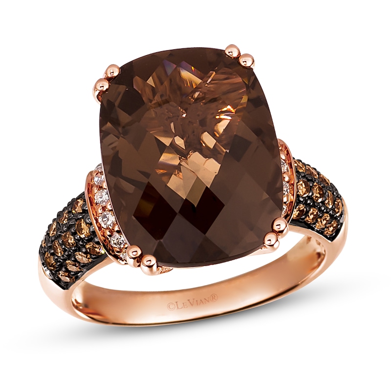 Main Image 1 of Le Vian Quartz & Diamond Ring 1/2 ct tw 14K Strawberry Gold