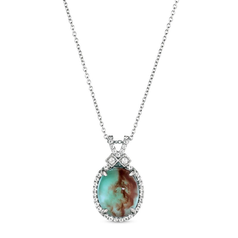 Main Image 1 of Le Vian Aquaprase & White Topaz Necklace 14K Vanilla Gold