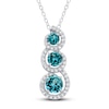 Oceanic Blue Topaz & White Topaz 3-Stone Necklace Sterling Silver 18"