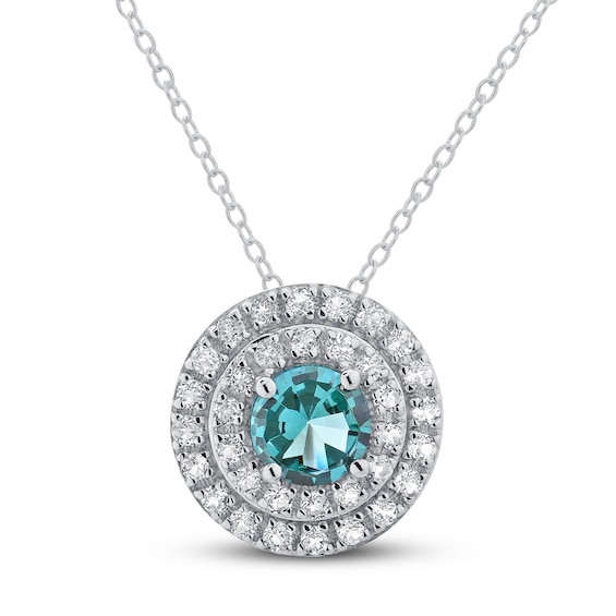 Blue Topaz Garnet quartz cut gemstone silver plated flower design necklace 24/"