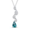 Thumbnail Image 1 of Oceanic Blue Topaz & White Topaz Raindrop Necklace Sterling Silver 18&quot;