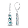 Oceanic Blue Topaz & White Topaz 3-Stone Earrings Sterling Silver
