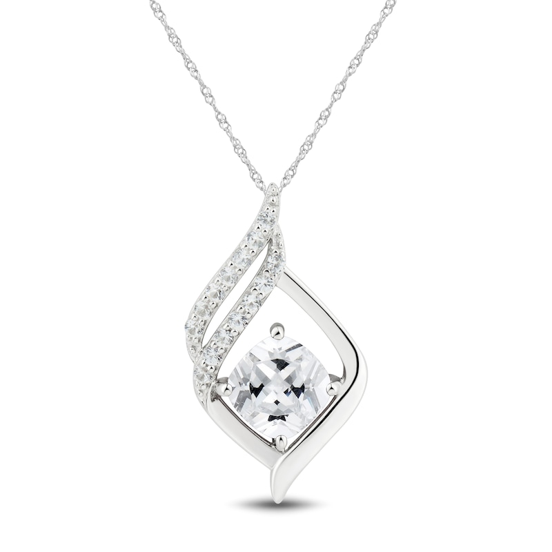 Main Image 1 of White Topaz Necklace Sterling Silver 18&quot;