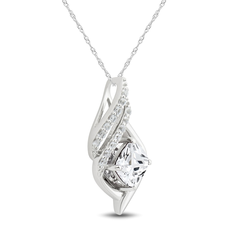 Main Image 2 of White Topaz Necklace Sterling Silver 18&quot;