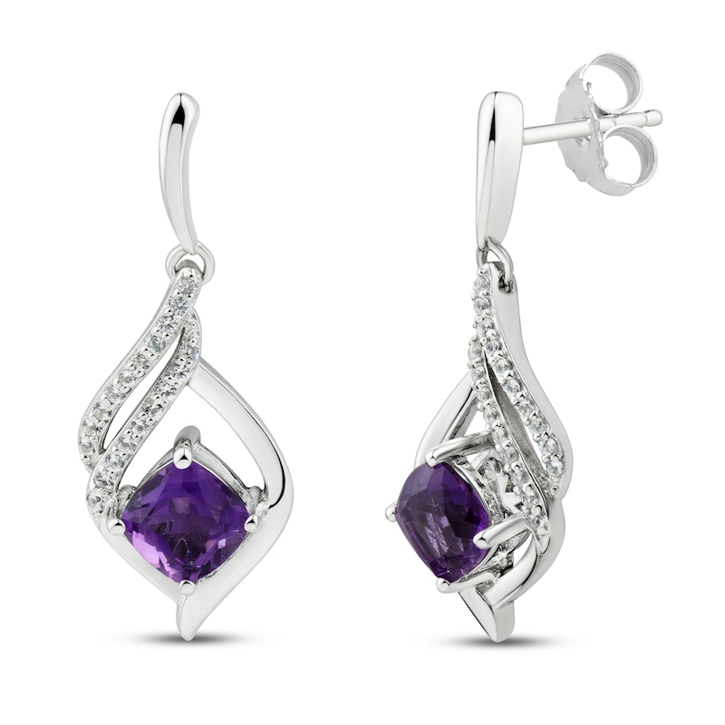 Main Image 1 of Amethyst & White Topaz Earrings Sterling Silver