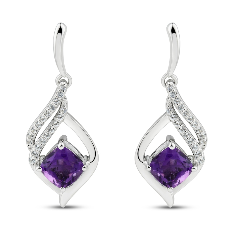 Main Image 3 of Amethyst & White Topaz Earrings Sterling Silver