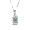 Thumbnail Image 1 of Aquamarine & White Lab-Created Sapphire Necklace Sterling Silver 17"