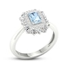 Thumbnail Image 3 of Aquamarine & White Lab-Created Sapphire Ring Sterling Silver