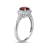 Thumbnail Image 1 of Garnet & White Lab-Created Sapphire Ring Sterling Silver