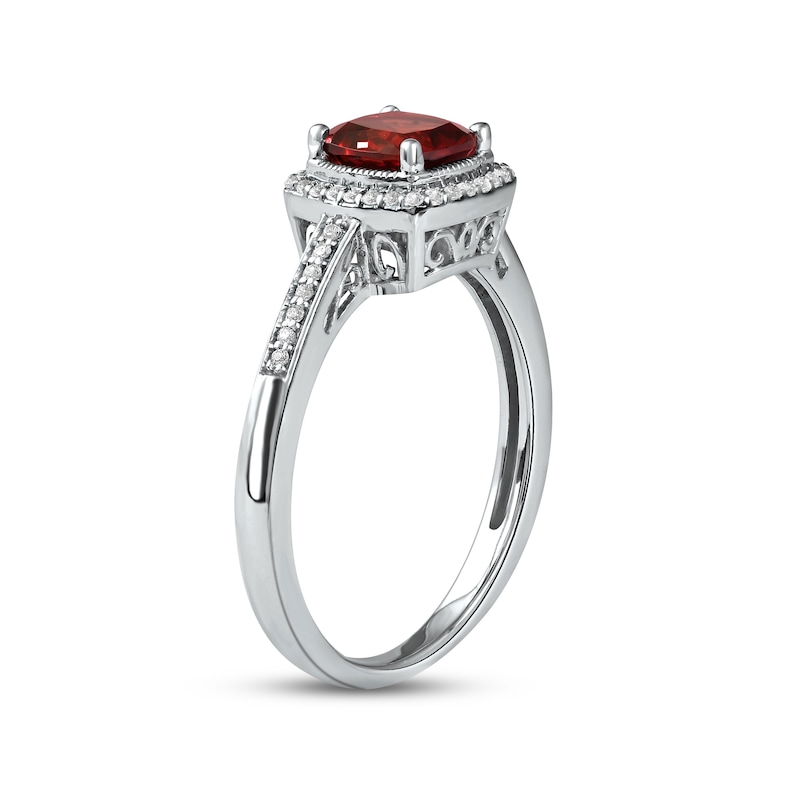 Garnet & White Lab-Created Sapphire Ring Sterling Silver