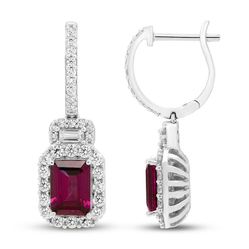 Main Image 2 of Neil Lane Garnet & Diamond Earrings 3/4 ct tw 14K White Gold