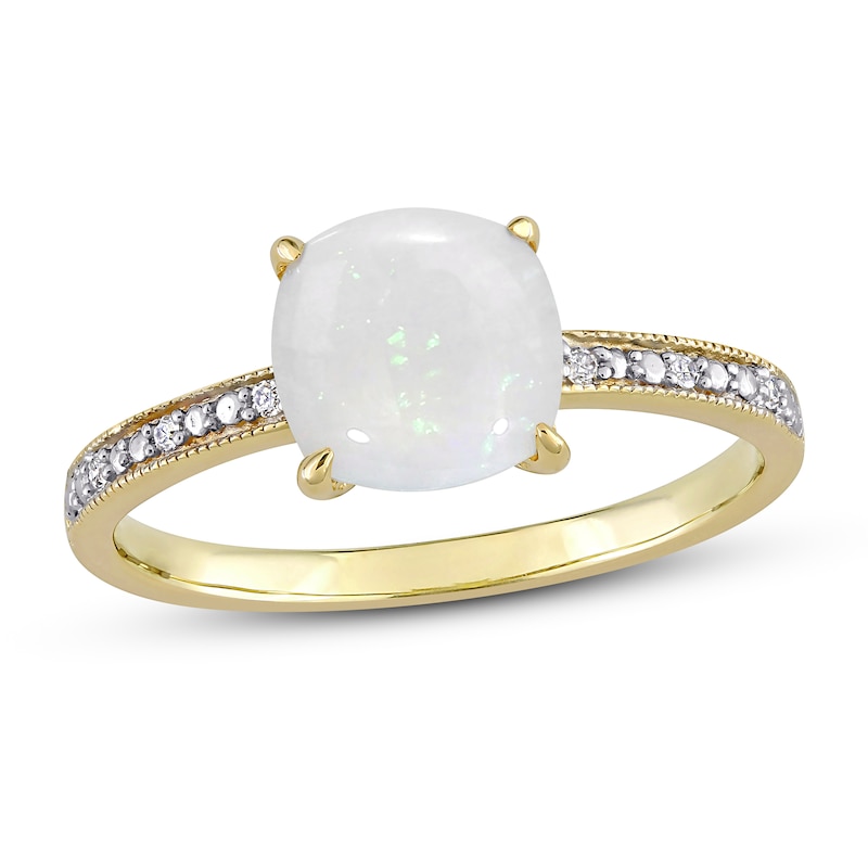 Main Image 1 of Opal & Diamond Accent Ring 10K Yellow Gold