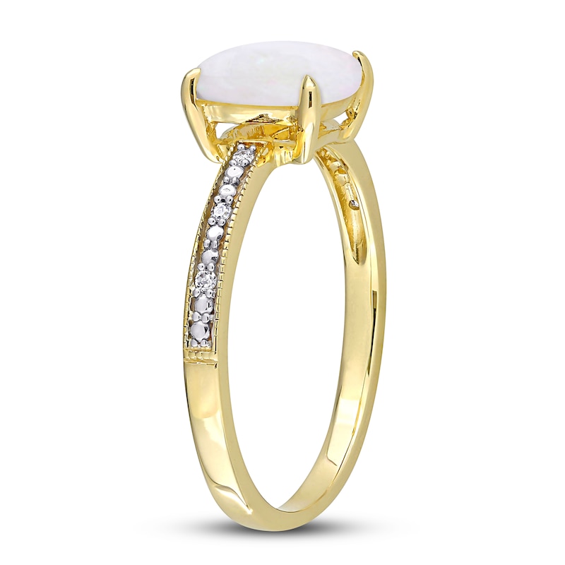 Opal & Diamond Accent Ring 10K Yellow Gold