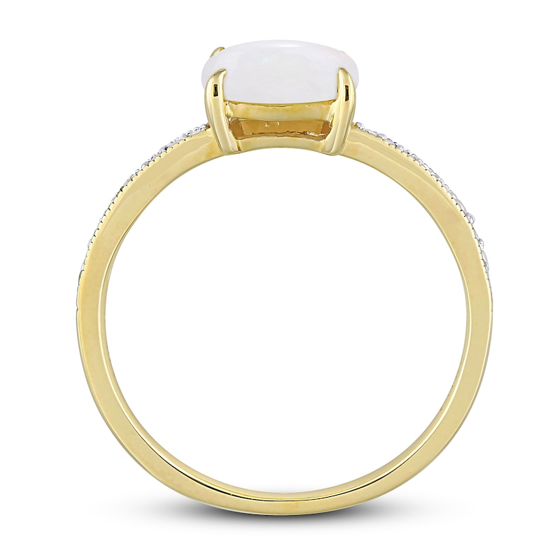 Opal & Diamond Accent Ring 10K Yellow Gold