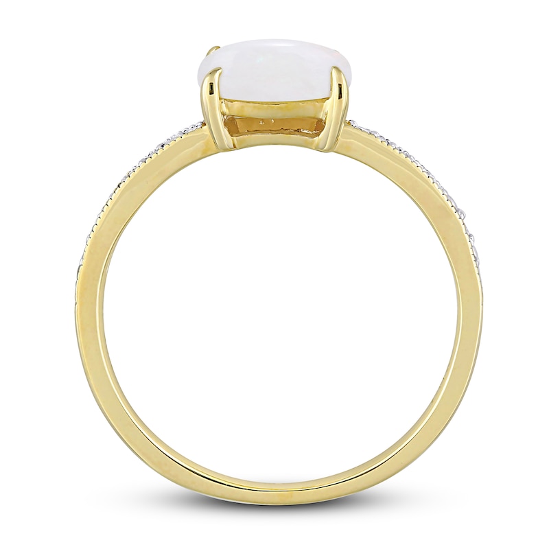 Main Image 3 of Opal & Diamond Accent Ring 10K Yellow Gold