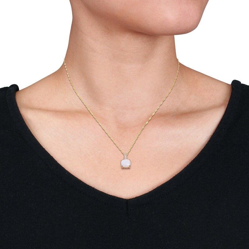 Opal & Diamond Accent Necklace 10K Yellow Gold 17"