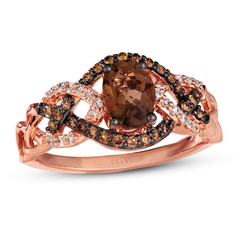 Main Image 1 of Le Vian Chocolate Quartz Ring 1/4 ct tw Diamonds 14K Rose Gold