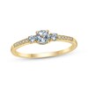 Thumbnail Image 1 of Aquamarine & 1/20 ct tw Diamond 3-Stone Ring 10K Yellow Gold