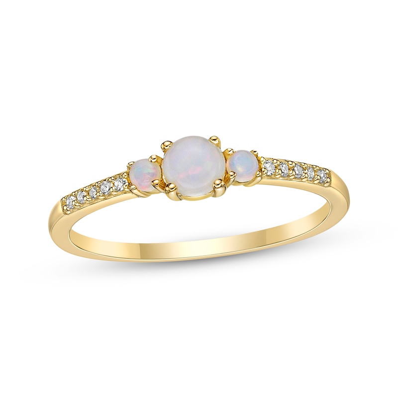 Main Image 1 of Opal & 1/20 ct tw Diamond 3-Stone Ring 10K Yellow Gold