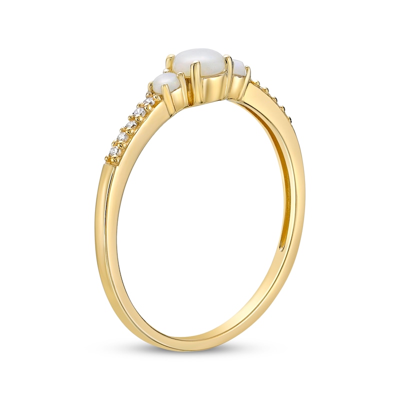 Main Image 2 of Opal & 1/20 ct tw Diamond 3-Stone Ring 10K Yellow Gold