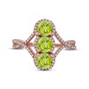 Thumbnail Image 2 of Peridot & Diamond 3-Stone Ring 1/5 ct tw 10K Rose Gold