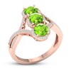 Thumbnail Image 3 of Peridot & Diamond 3-Stone Ring 1/5 ct tw 10K Rose Gold