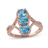 Thumbnail Image 0 of Swiss Blue Topaz & Diamond 3-Stone Ring 1/5 ct tw 10K Rose Gold