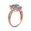 Thumbnail Image 1 of Swiss Blue Topaz & Diamond 3-Stone Ring 1/5 ct tw 10K Rose Gold