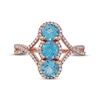 Thumbnail Image 2 of Swiss Blue Topaz & Diamond 3-Stone Ring 1/5 ct tw 10K Rose Gold
