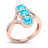 Thumbnail Image 3 of Swiss Blue Topaz & Diamond 3-Stone Ring 1/5 ct tw 10K Rose Gold