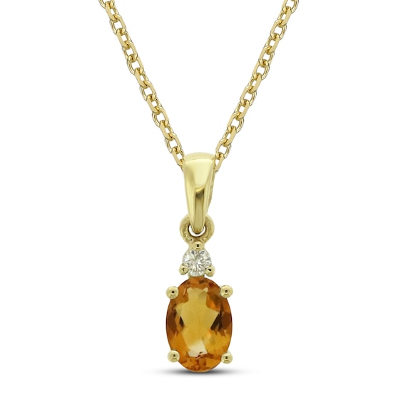 Citrine and Diamond Accent Necklace 10K Yellow Gold