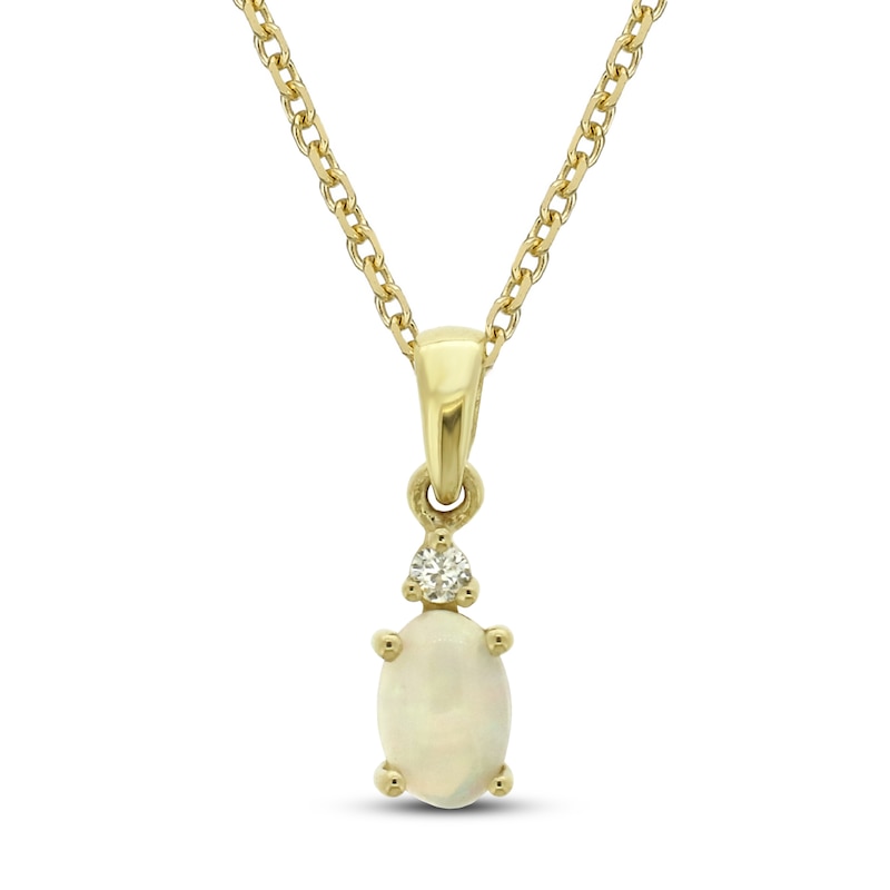 Main Image 1 of Opal & Diamond Necklace 10K Yellow Gold 18&quot;