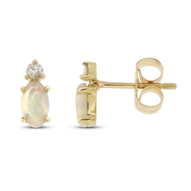 Opal & Diamond Earrings 1/20 ct tw 10K Yellow Gold