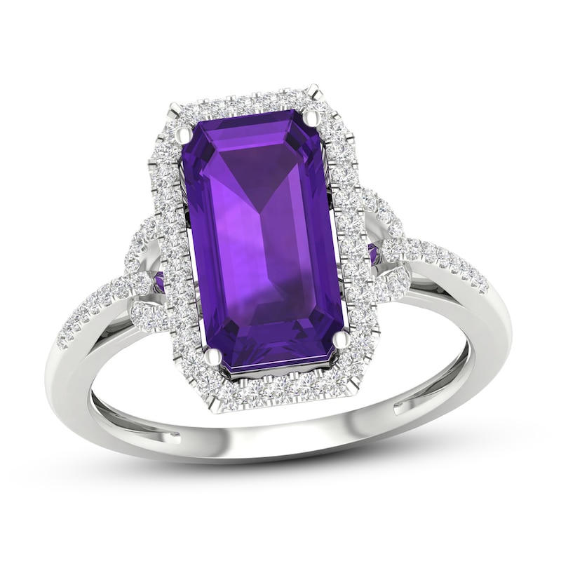 Details about   10k White Gold Oval Amethyst Ring 