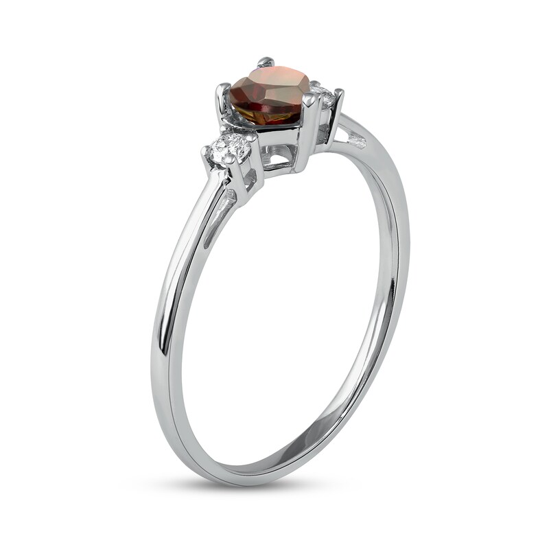Garnet & Diamond Heart Ring 1/10 ct tw 10K White Gold