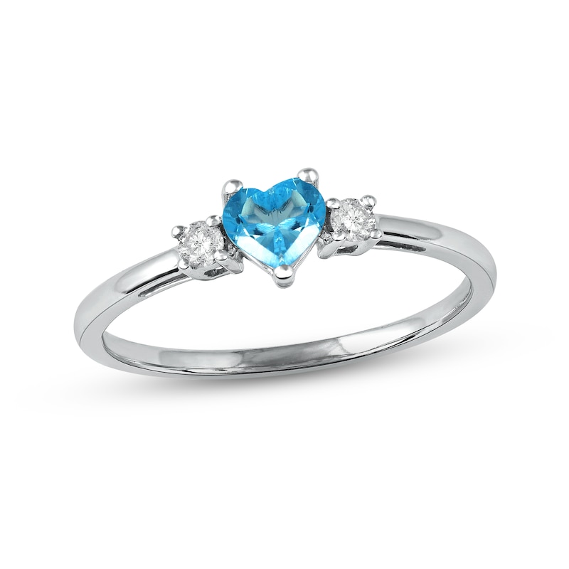 Ladies 10 Karat White Gold Genuine Blue Topaz Heart Ring 
