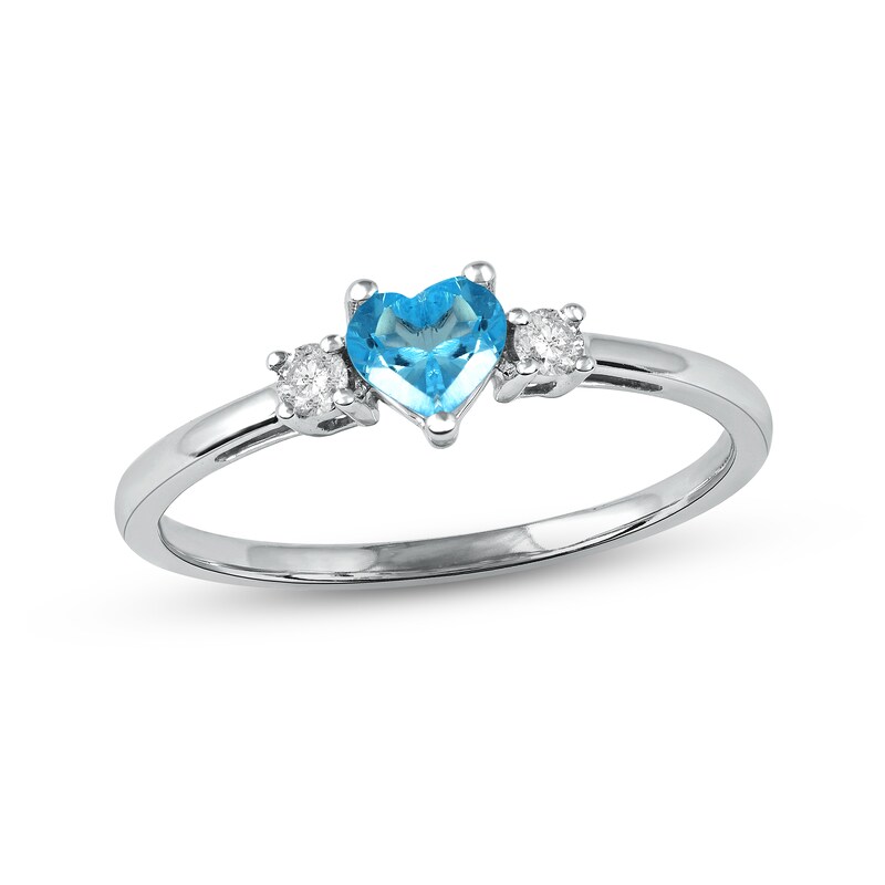 Swiss Blue Topaz Diamond Heart Ring 1 10 Ct Tw 10k White Gold Kay