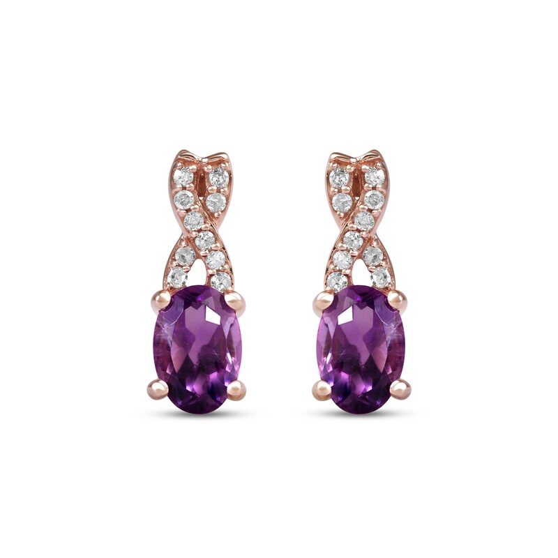 Amethyst & Diamond Earrings 1/15 ct tw 10K Rose Gold