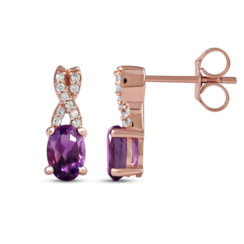 Amethyst & Diamond Earrings 1/15 ct tw 10K Rose Gold