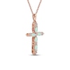 Opal & Diamond Cross Necklace 1/15 ct tw 10K Rose Gold 18"