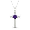 Thumbnail Image 0 of Amethyst & Diamond Cross Necklace 10K White Gold 18"