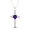 Thumbnail Image 0 of Amethyst & Diamond Cross Necklace 10K White Gold 18"