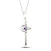 Thumbnail Image 3 of Amethyst & Diamond Cross Necklace 10K White Gold 18"