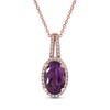 Amethyst & Diamond Necklace 1/8 ct tw 10K Rose Gold 18"